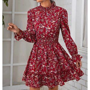NEW! Sizes 2 or 4 Floral Print Ruffle Neck Dress